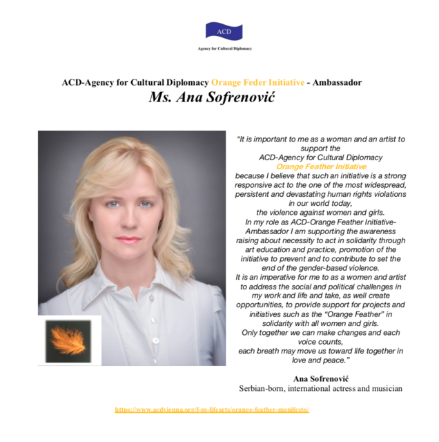 Orange Feder Initiative, Stille Post 25/11 x 365,
Austrian SDG Award
Ana Sofrenovic, Orange Feather Initiative Ambassador | Foto: Tatjana Christelbauer