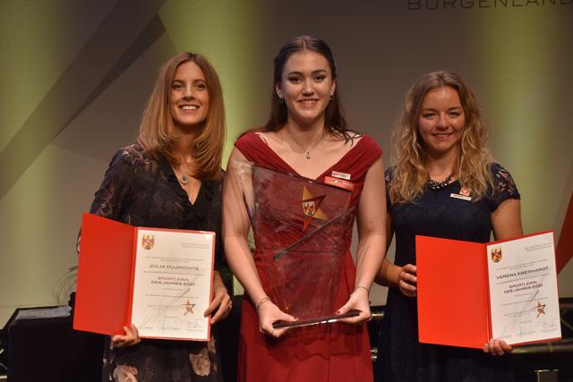 Die Nominierten in der Kategorie Sportlerin: Julia Dujmovits, Lena Grabowski, Verena Eberhardt