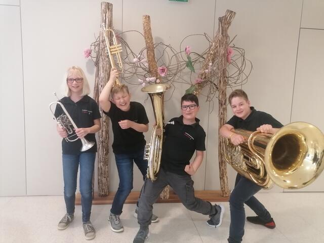 Junior-Brass-Quartett: Emma Dürnberger, Severin Unterberger, Michael Reitböck und Jakob Feichtenschlager | Foto: MV Geiersberg/privat