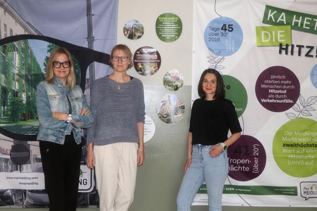 Sigrid Mayer, Elisabeth Neubauer und Daniela Luzia Bichl vom "Mei Meidling"-Team (v.li.n.re.) starteten am 16.5. ihr erstes Crowdfunding auf imgraetzl.at | Foto: Ulrike Kozeschnik-Schlick