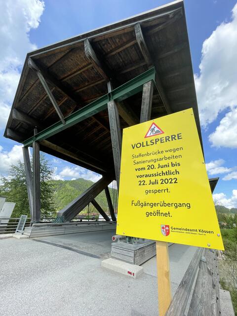 Die Staffenbrücke wird vom 20. Juni bis voraussichtlich 22. Juli für den Verkehr gesperrt. | Foto: Johanna Bamberger