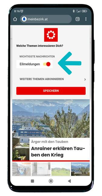 Welche Nachrichten interessieren dich? Auf Eilmeldungen klicken | Foto: RegionalMedien Austria