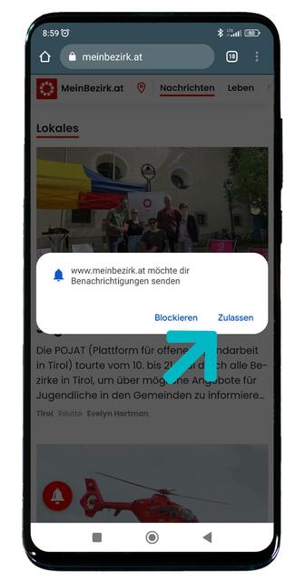 Benachrichtigungen zulassen klicken | Foto: RegionalMedien Austria