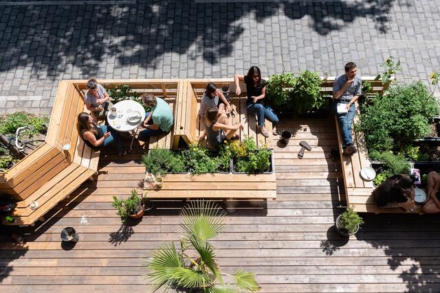 Es grünt so grün in der Grätzeloase des Neunerhaus Café. | Foto: Christoph Liebentritt