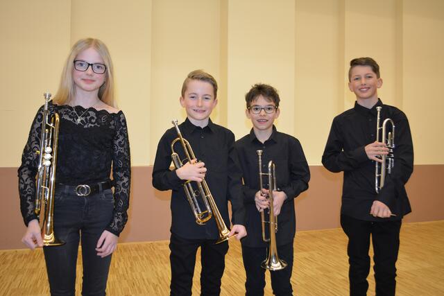 Das erfolgreiche Blechbläserensemble „Trumpet Square“: Hannah Pitterl, Tobias Landsfried, Leon Ortner und Matteo Landsfried (v.l.) | Foto: LMS