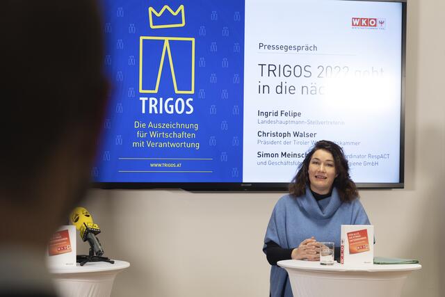 Der Trigos-Preis wird von der Tiroler Wirtschaftskammer und dem Land Tirol vergeben. Das freut Landeshauptmann-Stellvertreterin, Ingrid Felipe.  | Foto: WK Tirol/Die Fotografen