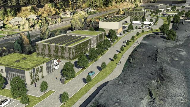 Insgesamt umfasst die vorgesehene Fläche für gewerbliche Nutzung 7,82 ha. Das regionale Gewerbegebiet ist dabei in drei Teile gegliedert. | Foto: Visualisierung: Aberjung