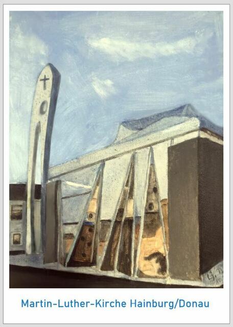 BAUSTEIN  UKRAINE-HILFE 2022, Martin-Luther-Kirche, Ljubica Perkman, Rodgau, Deutschland, Acryl auf Leinwand (30 x 40) | Foto: Perkman