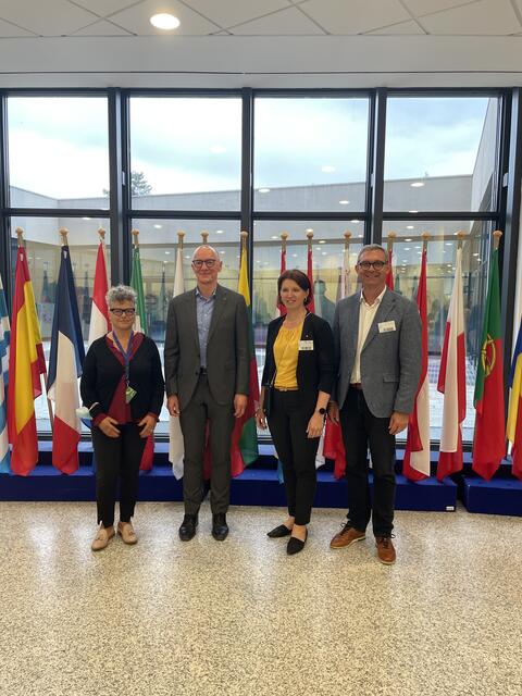 EFSA-Umwelttoxologin Domenica Auteri, EFSA-Geschäftsführer Bernhard Url, Agrar-Landesrätin Michaela Langer-Weninger und Landwirtschaftskammer OÖ-Präsident Franz Waldenberger (v. l.). | Foto: BRS/Mülleder