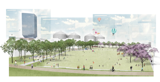 Ab 2023 soll der Zentralpark schrittweise realisiert werden. Ob und wie viel Verkehr hier künftig durchfahren wird, ist unklar. | Foto: Carla Lo Landschaftsarchitektur &amp; BWM Architekten