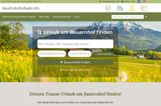Am Portal kann man "seinen" Hof suchen und finden. | Foto: bauernhofurlaub.info