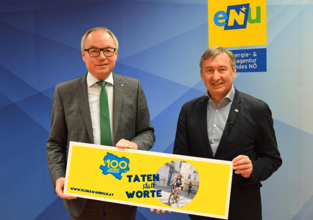 LH-Stv. Stephan Pernkopf und eNu-Geschäftsführer Herbert Greisberger freuen sich über viele Einsendungen von Klima-Projekten aus 
 | Foto: eNu