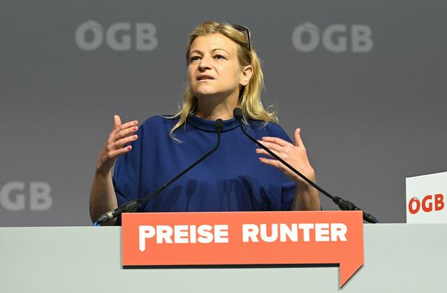 Barbara Teiber ist Vorsitzende der Gewerkschaft GPA. | Foto: HELMUT FOHRINGER / APA / picturedesk.com
