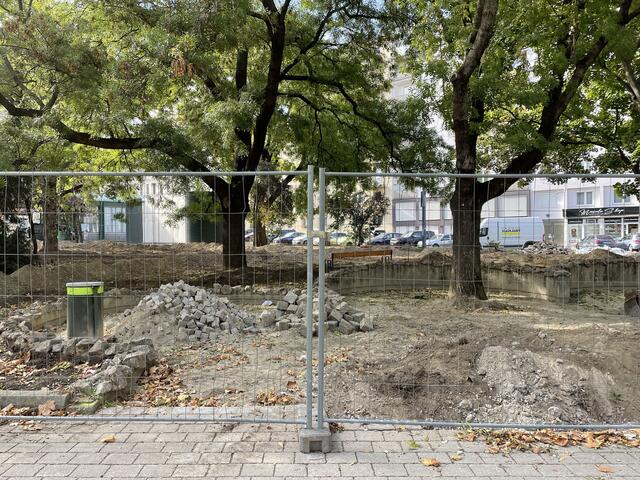 Beim Kardi müssen Fußgänger während des Umbaus auf umliegenede Gehwege ausweichen. | Foto: Maier