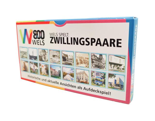 Auf den Zwillingspaaren sind historische sowie aktuelle Ansichten von Wels zu sehen. | Foto: Stadt Wels