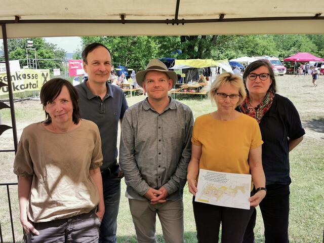 Das Projektteam beim Kreativfest: Edith Blaschitz, Martin Krenn, Georg Vogt, Claudia Theune und Heidemarie Uhl.
