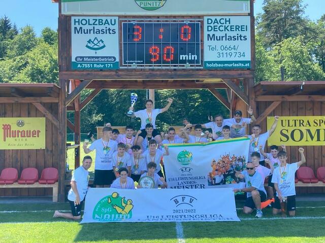 Die U16 des NAWU Punitz holte sich ungeschlagen den Landestitel in der burgenländischen Fußball-Leistungsliga. | Foto: Nachwuchs Punitz