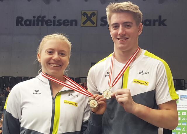 Klara Reisel und Yannik Lehner vom SV Gymnastics Gänserndorf holten beide Bronze bei den Staatsmeisterschaften im Kunstturnen.