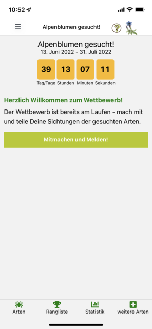 Unser App-Tipp der Woche "Naturbeobachtung.at" ist die App des Naturschutzbundes zur Beobachtung von Österreichs Fauna und Flora. Mit der App wird man Teil des Citizen Science-Projekts. | Foto: Screenshot