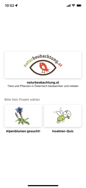 Unser App-Tipp der Woche "Naturbeobachtung.at" ist die App des Naturschutzbundes zur Beobachtung von Österreichs Fauna und Flora. Mit der App wird man Teil des Citizen Science-Projekts. | Foto: Screenshot