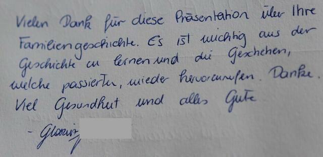 Gästebucheintrag einer Schülerin | Foto: Sonja Novak