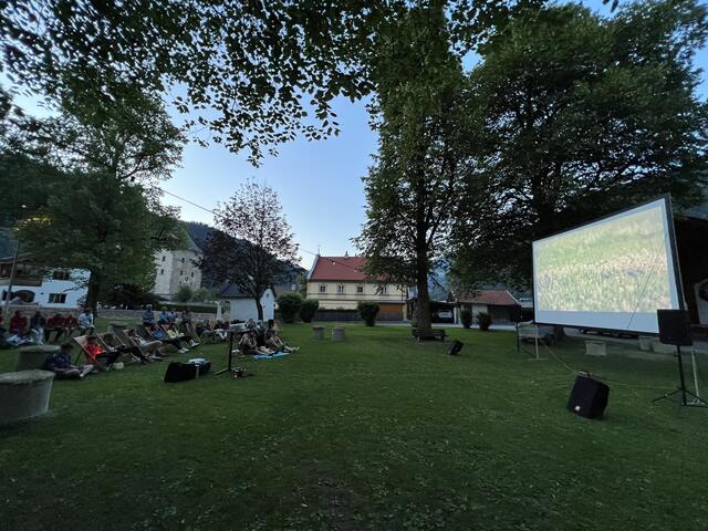 Das innovative Wiesenkino lockte zahlreiche BesucherInnen nach Ried im Oberinntal | Foto: TVB Tiroler Oberland, Daniel Rundl