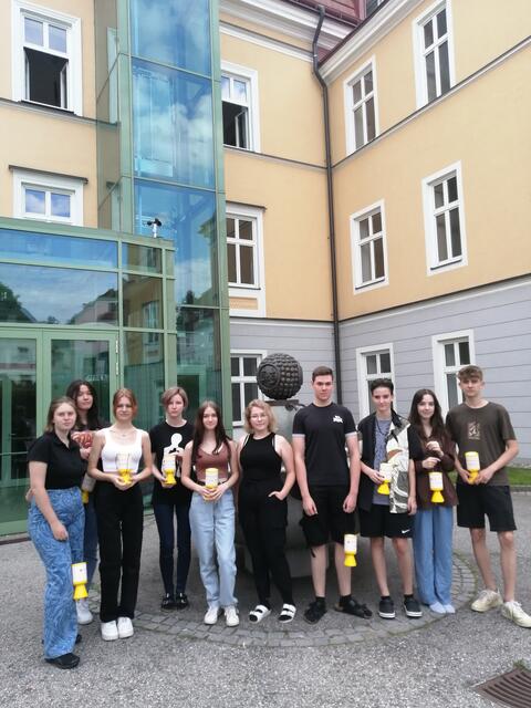  Im Bild SchülerInnen der 1. + 2 Fachschule 
Von LINKS: Ukrainische Gastschülerinnen Palli Sofia + Julia, Lena Müssauer, Kerstin Widhalm, Sophie Herndler, Anja Weiß, Thorsten Lackner, Jana Laher, Mariella Sulzbachner, Fabian Pinzker | Foto: HLW Zwettl