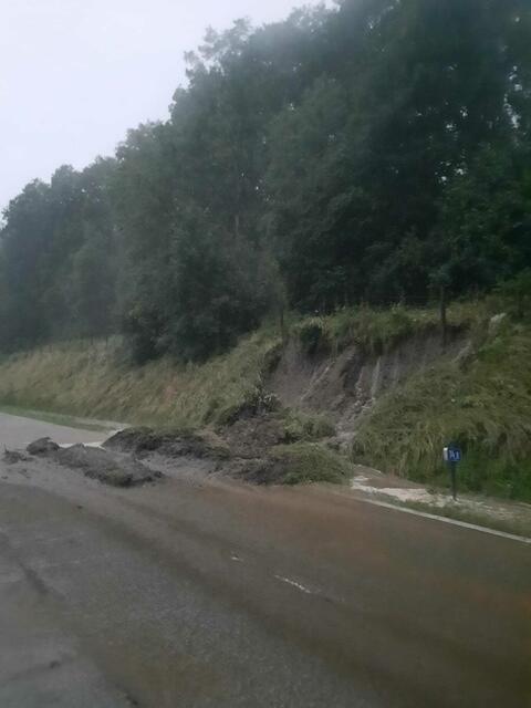 Eine Mure hat eine Straße teils verlegt. | Foto: FF/Horn