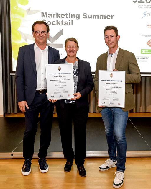 (V. l.) Georg Rieger von Strasser Steine, Ulrike Kneidinger (Lunik2) und Benjamin Hartl (Strasser Steine). | Foto: Wolfgang Simlinger/Cityfoto