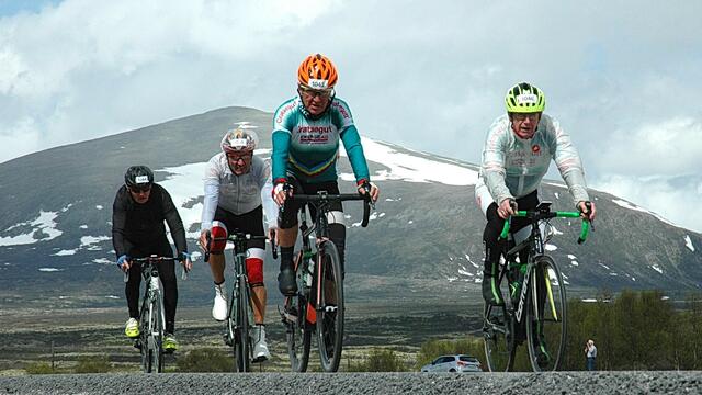 Lothar Färber, Gottfried Hinterholzer, Josef Bichl und Heinz Reiter (v.l.) am höchsten Punkt Dovre Fjell (1.100 m). | Foto: Herbert Lackner