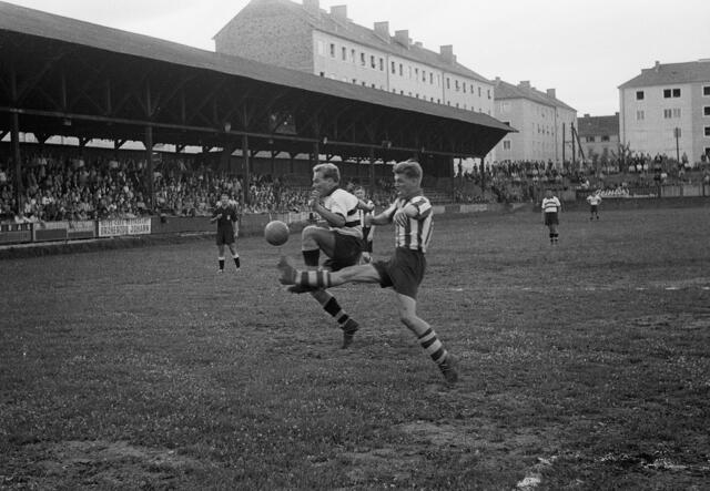 Begeisterung auf den heute historischen Rängen: Sturm Graz und der PSV Eindhoven schenkten sich im August 1953 nichts. | Foto: Sammlung Sturm Graz