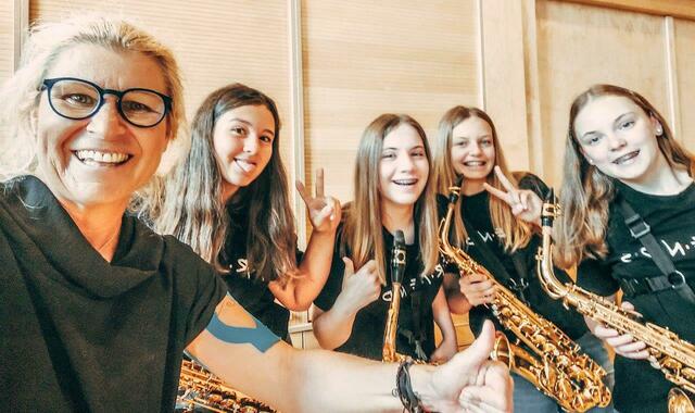 Das Ensemble „Dream Team“ (Stufe B) mit Aida Ledinski, Elena Fließer, Ela Gombosi und Johanna Edegger geleitet von Barbara Sackl-Zwetti | Foto: Musikschule Stainz