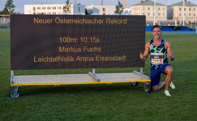 Große Freude bei Markus Fuchs über seinen neuen Rekord | Foto: ÖLV/Philipp Unfried
