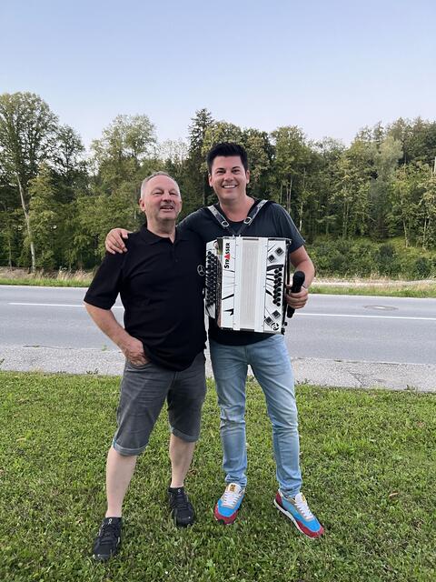 Günter Hörandner und Franky Leitner, der einen kurzen Stopp in Grieskirchen einlegte | Foto: BRS/Haslberger