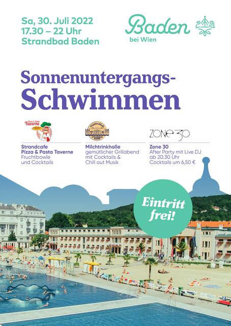 Sommerfeeling beim Sonnenuntergangs Schwimmen. | Foto: Stadtgemeinde Baden