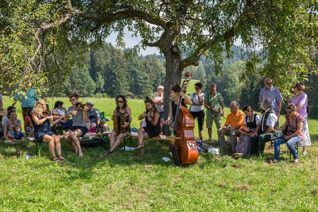 Im Mittelpunkt der Unterkagerer sunnseitn steht die Streuobstwiese, wo die Veranstalter zum Musizieren, Tanzen und Ruhen einladen. Direktvermarkter und Biobauern, bieten regionale Spezialitäten an.
 | Foto: unterkagerer sunnseitn