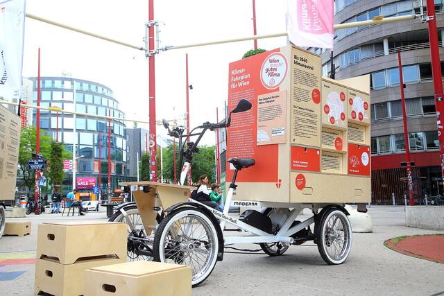 Mit E-Lastenräder macht Wien auf den Klimafahrplan der Stadt aufmerksam. | Foto: PID/VOTAVA