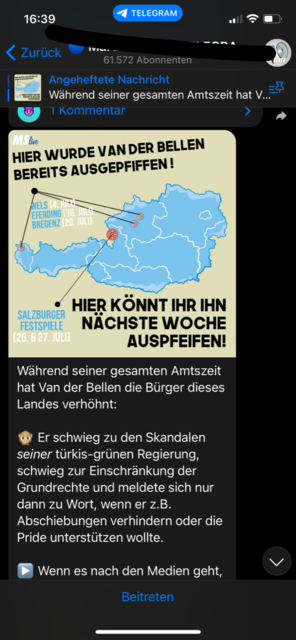 In diversen Telegram-Gruppen wird gegen die Politik mobil gemacht.  | Foto: Screenshot: sm