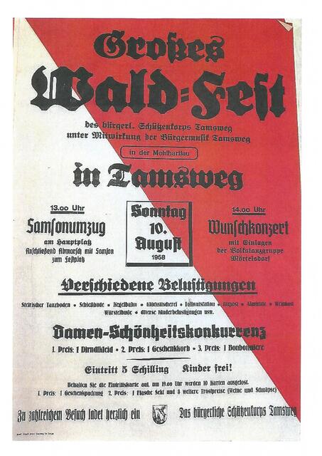 Das Plakat für das große Waldfest in Tamsweg aus dem Jahre 1958… | Foto: Waldfest