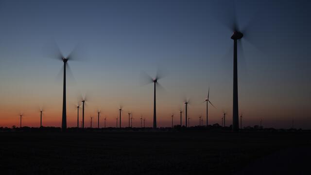 Marchfeld bei Nacht: Die rot blinkenden Windrad-Lichter ärgern nicht nur nächtliche Spaziergänger, sie gefährden auch nachtaktive Tiere. | Foto: Regina Courtier