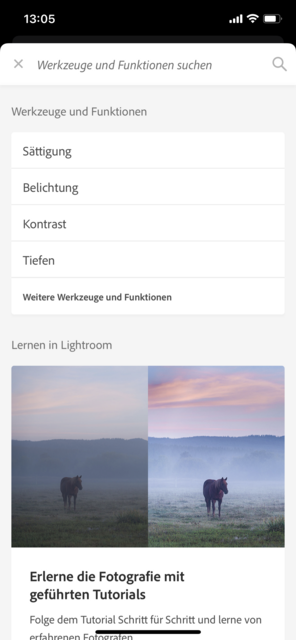 Mit unserem App-Tipp der Woche "Lightroom" können auf hohem Niveau Fotos bearbeitet werden. Lightroom gibt es kostenlos für IOS und Android. In-App-Käufe ermöglichen weitere Funktionen. | Foto: Screenshot