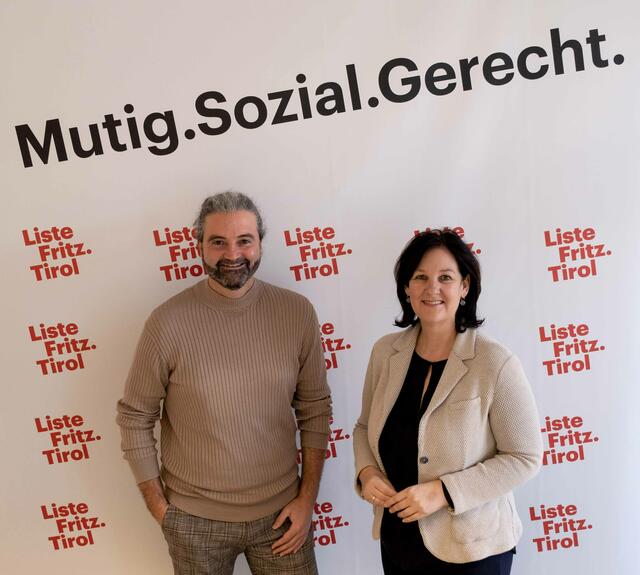 Das Spitzenduo der Liste Fritz für die Landtagswahlen 2022 in Tirol: Andrea Haselwanter-Schneider und Markus Sint.  | Foto: Liste Fritz