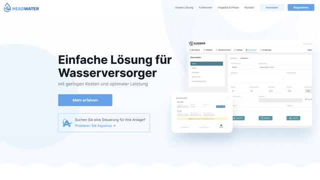 Mit der Softwarelösung „Headwater“ hat die Reisinger Technology GmbH eine Software entwickelt, welche die Organisation und Verwaltung von Wasserversorgern einfach und sicher ermöglicht. Die web-basierte Lösung bietet alle Funktionen, die für eine Wassergenossenschaft notwendig sind. Die Software kann je nach Anforderungen für jede Organisation individuell angepasst werden.  | Foto: Reisinger Technology GmbH