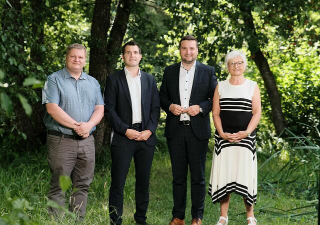 Bezirksspitzenkandidat LA Bgm. Benedikt Lentsch (2.v.re.) mit seinem Team für die kommenden Landtagswahlen: Bernhard Mairhofer, Alexander Jäger und Monika Rotter (v.l.). | Foto: SPÖ Landeck/Halbwirth