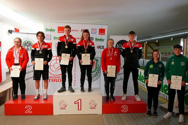 Gemeinsam mit dem Osttiroler Kevin Weiler konnte Lisa Hafner (SG Umhausen) den Titel des Österreichischen Meisters in der Juniorenklasse - Mixed Team 60 Liegend erzielen | Foto: Christian Kramer, TLSB