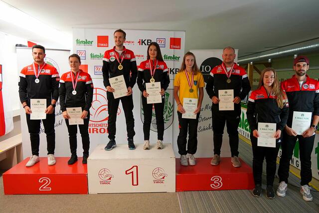 Olivia Hofmann und Andreas Thum erreichten im Mixed Teambewerb 60 Liegend hinter dem Duo Sheileen Waibel / Thomas Mathis aus Vorarlberg den zweiten Rang | Foto: Christian Kramer, TLSB