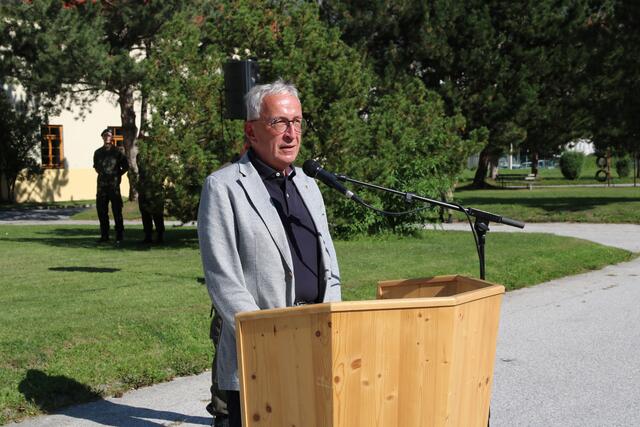 Der Bürgermeister von Landeck, Herbert Mayer bei seiner Festansprache. | Foto: Vizeleutnant Gerhard Eller