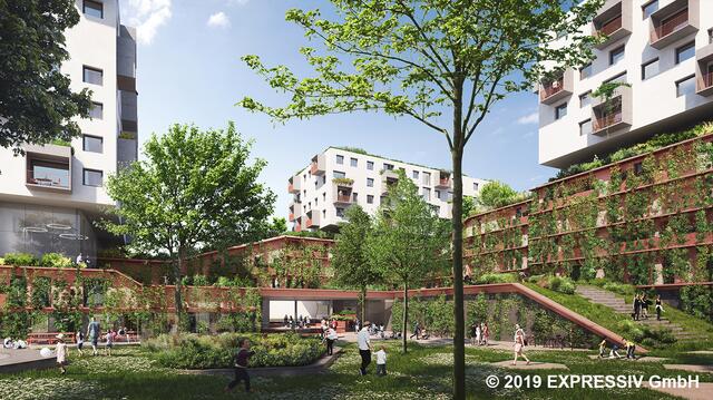 In der Nordbahnstraße 43/ Ecke Am Tabor wurde am Dienstag der Grundstein für eine neues Bauprojekt gelegt. Es entstehen 247 geförderte, unbefristeten Mietwohnungen. | Foto: Expressiv GmbH