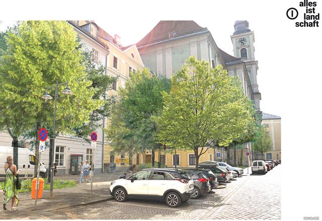 Nach den Baumpflanzungen soll die Domgasse künftig so aussehen.  | Foto: Alles ist Landschaft e.U.
