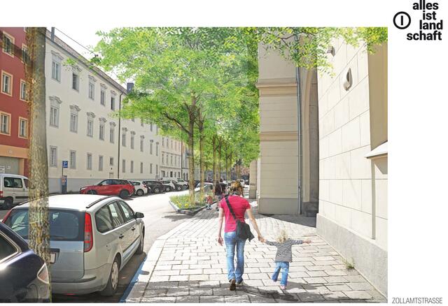 Nach den Baumpflanzungen soll die Zollamtstraße künftig so aussehen.  | Foto: Alles ist Landschaft e.U.